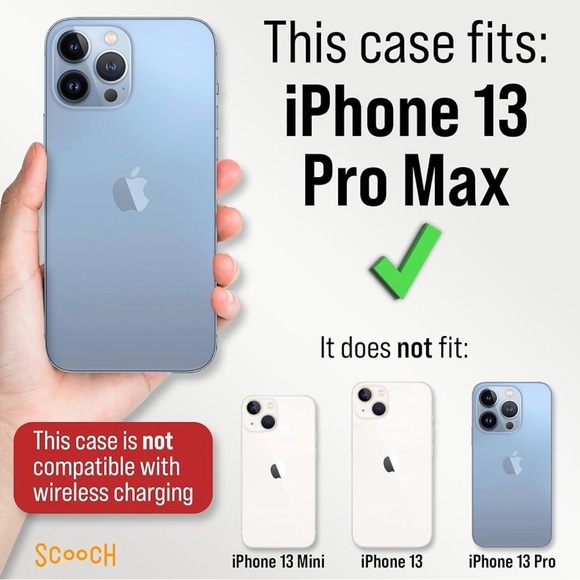 Scooch iPhone 13 Pro Max Case Card Holder Wallet Case credit card Black - Picture 3 of 8